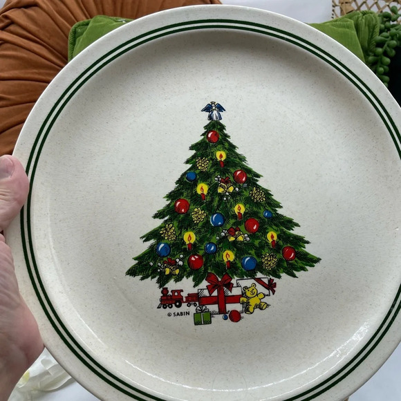 Sabin Other - Vintage Sabin 10 inch Plate with Christmas Tree Pattern